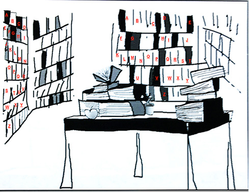 Wilamina in the library